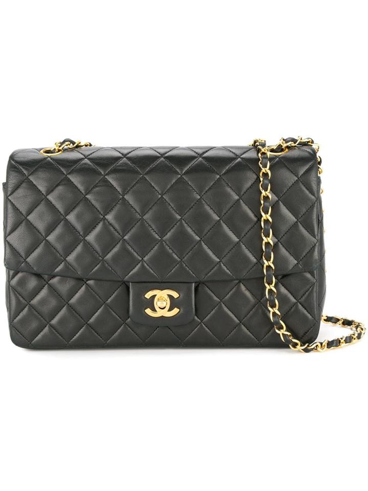 Chanel Pre-owned 1989-1991 Cc Logos Chain Shoulder Bag - Black