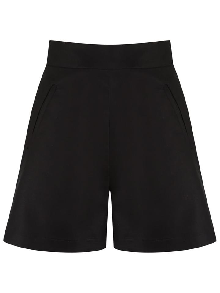 Andrea Marques High-waisted Shorts, Women's, Size: 40, Black, Cotton/spandex/elastane