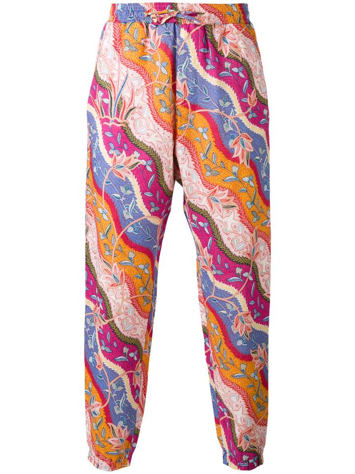 Etro - Printed Tapered Trousers - Men - Linen/flax - 50, Pink/purple, Linen/flax