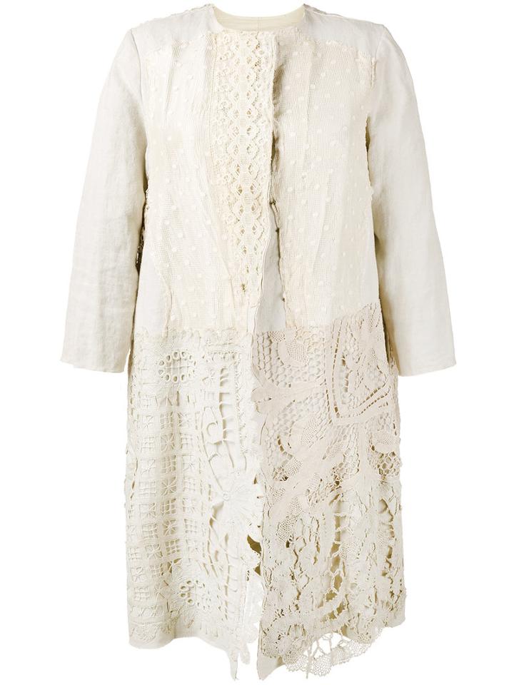 By Walid - Antique Lace Coat - Women - Cotton/linen/flax - M, Nude/neutrals, Cotton/linen/flax