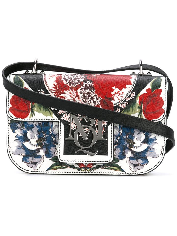 Alexander Mcqueen Insignia Floral Print Satchel, Women's, Calf Leather