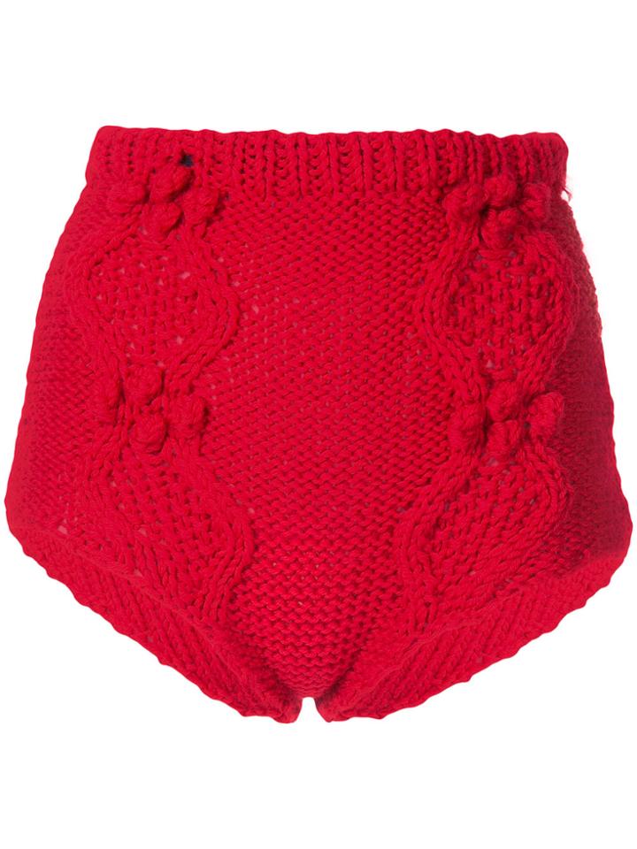 Macgraw Cable Knit Knicker Shorts - Red