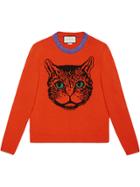 Gucci Mystic Cat Wool Knit Sweater - Yellow & Orange