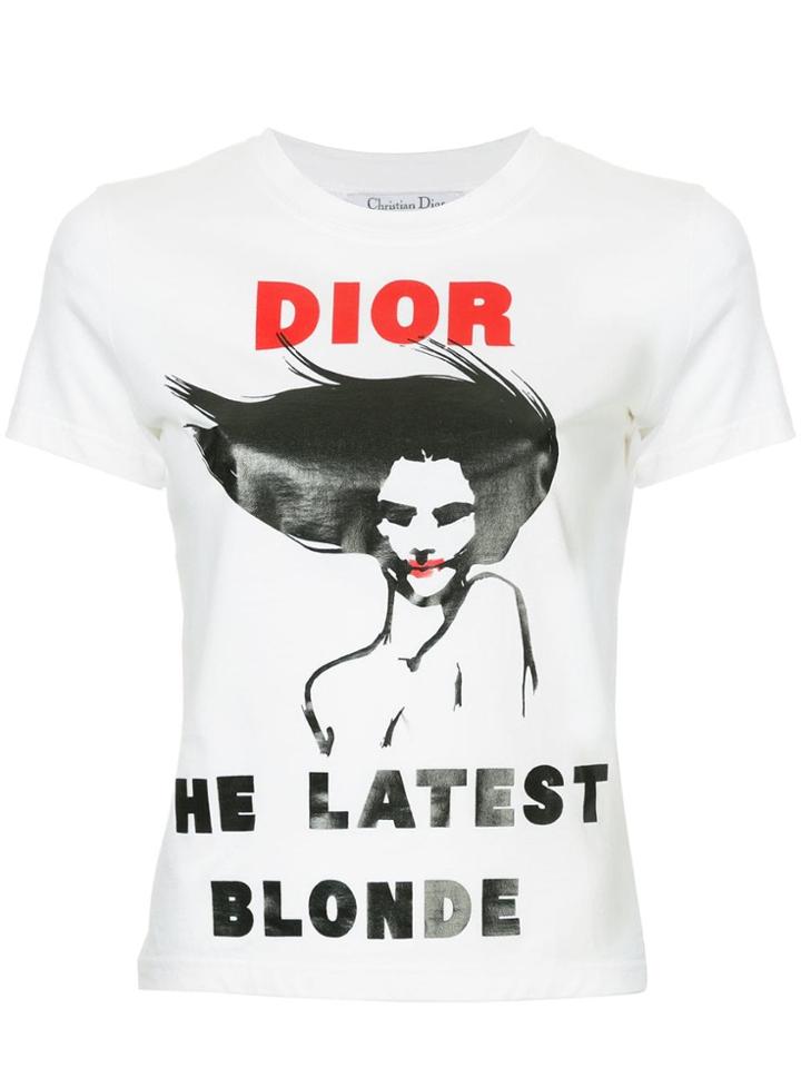 Christian Dior Vintage Slogan Print Logo T-shirt - White