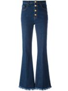 Sonia Rykiel Frayed Ends Bootcut Jeans, Women's, Size: 36, Blue, Cotton/spandex/elastane