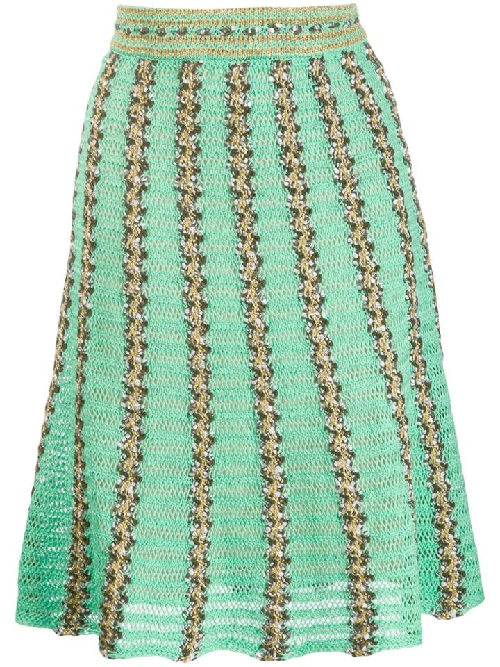 M Missoni Knitted Striped Skirt - Green