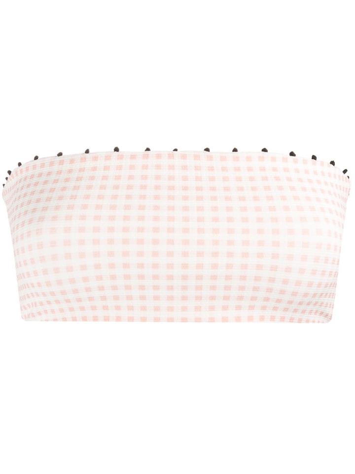 Marysia Gingham Strapless Bikini Top - Pink