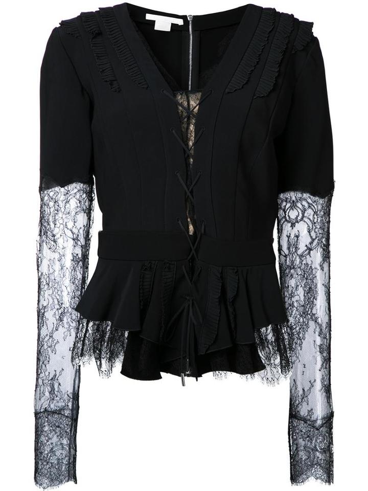 Antonio Berardi Lace Longsleeves V-neck Blouse, Women's, Size: 46, Black, Spandex/elastane/rayon