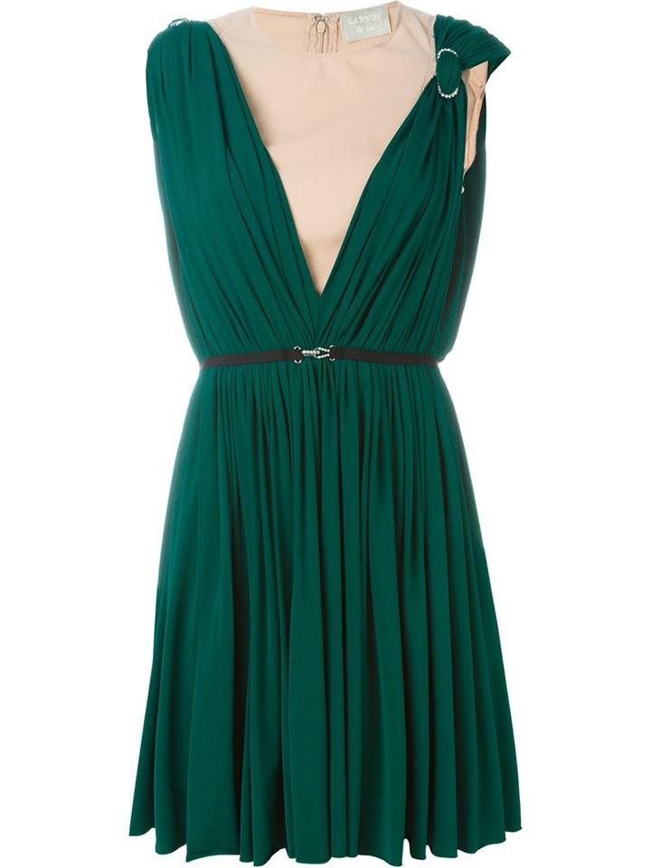 Lanvin Draped Dress, Women's, Size: 38, Green, Spandex/elastane/viscose/cupro