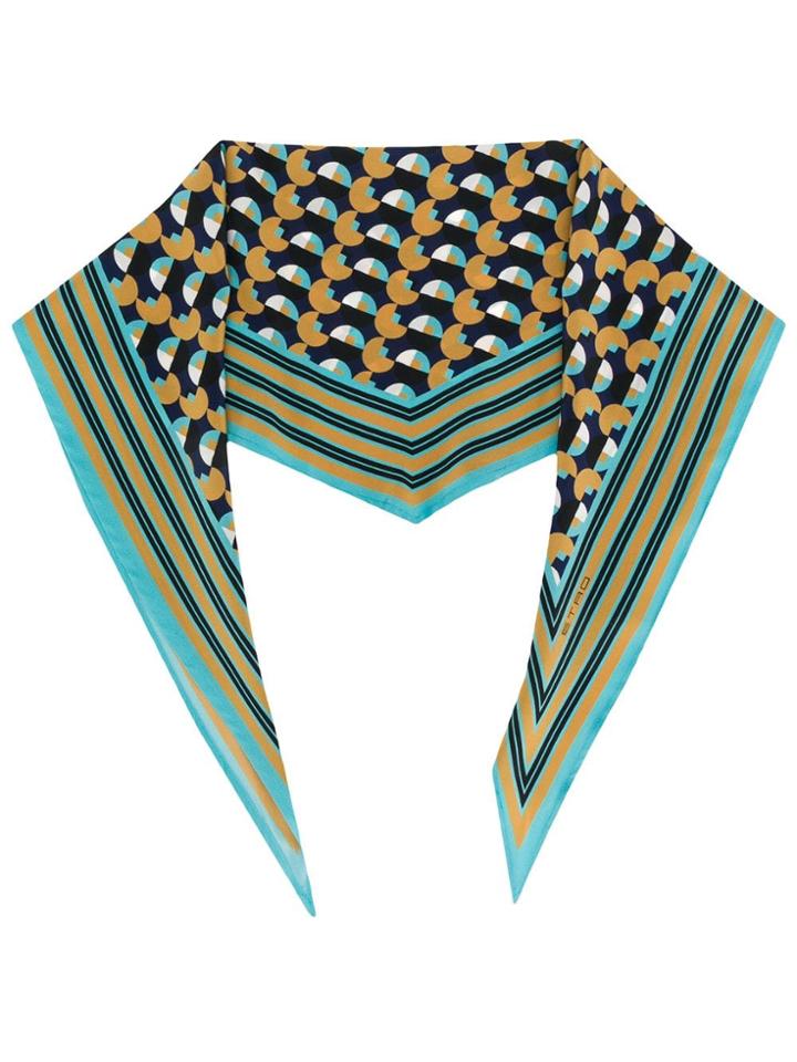 Etro Geometric Stripe Patterned Scarf - Blue