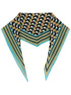 Etro Geometric Stripe Patterned Scarf - Blue