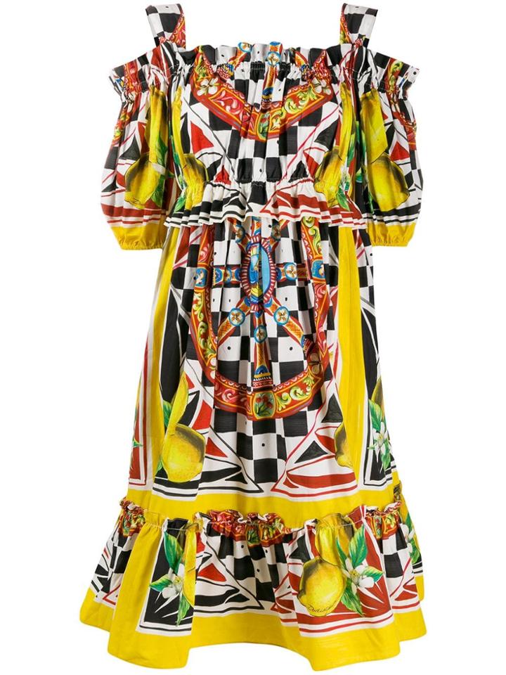 Dolce & Gabbana Sicilian Carretto Print Dress - White