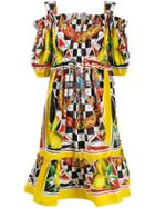 Dolce & Gabbana Sicilian Carretto Print Dress - White