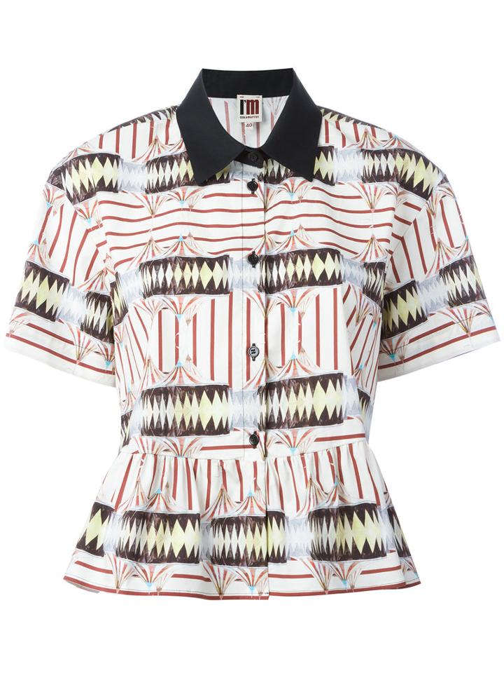 I'm Isola Marras Multi-print Ruffled Shirt, Women's, Size: 40, Cotton/spandex/elastane