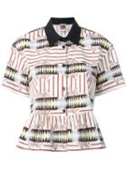I'm Isola Marras Multi-print Ruffled Shirt, Women's, Size: 40, Cotton/spandex/elastane