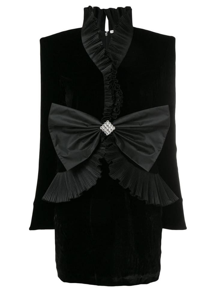 Alessandra Rich Bow Detail Ruffle Dress - Black