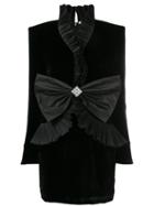 Alessandra Rich Bow Detail Ruffle Dress - Black