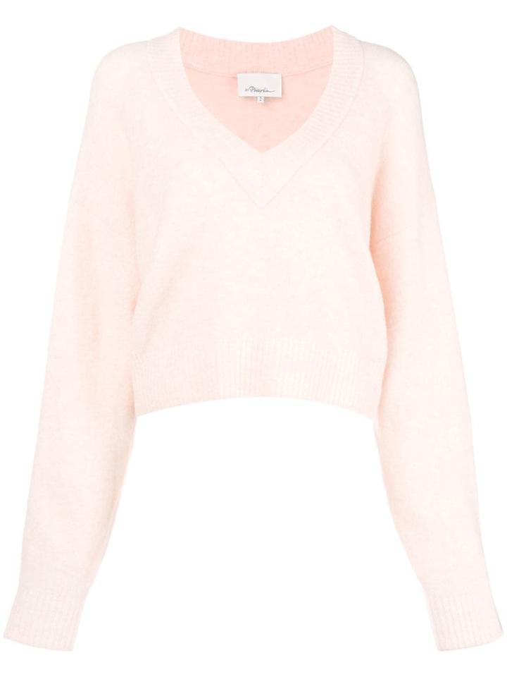 3.1 Phillip Lim Cropped V-neck Jumper - Pink & Purple