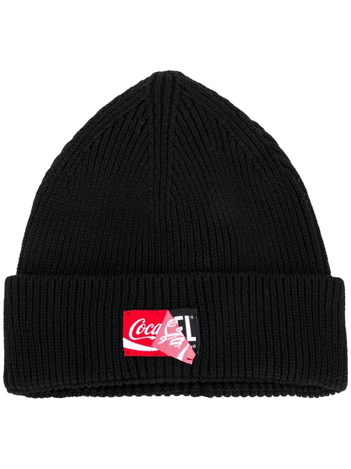 Diesel X Coca Cola Double Logo Patch Beanie - Black