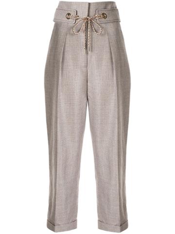 Peter Pilotto High-waisted Cropped Trousers - Brown