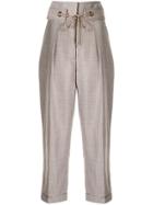 Peter Pilotto High-waisted Cropped Trousers - Brown