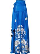 Yuliya Magdych Embroidered Skirt, Women's, Size: 2, Blue, Linen/flax