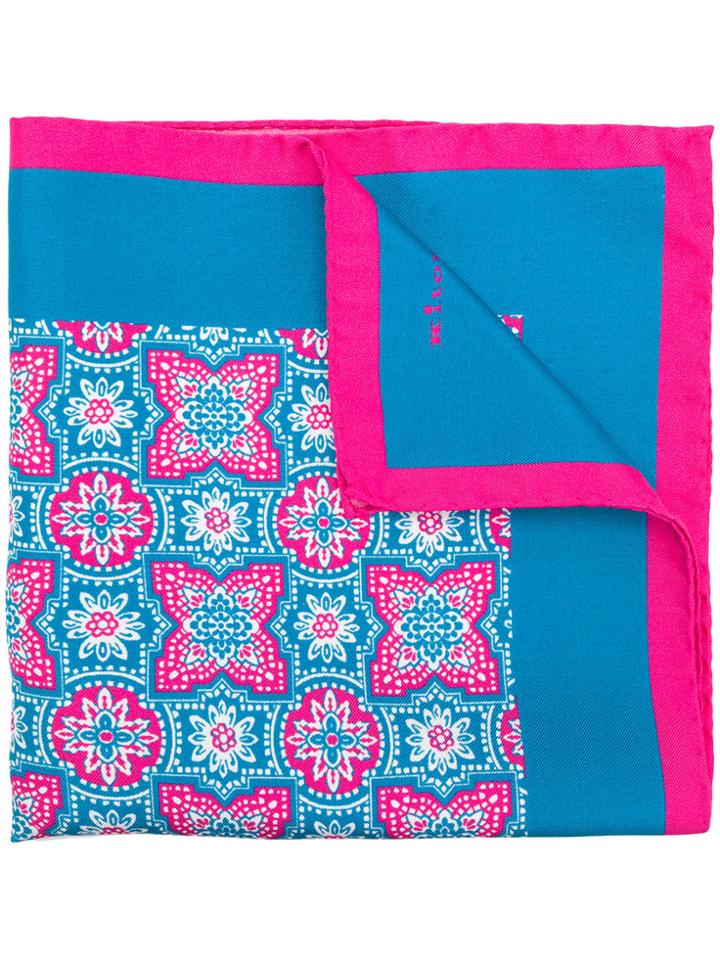 Kiton Floral Print Scarf - Blue