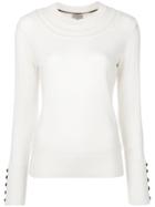 Burberry Cashmere Cable Knit Yoke Sweater - White