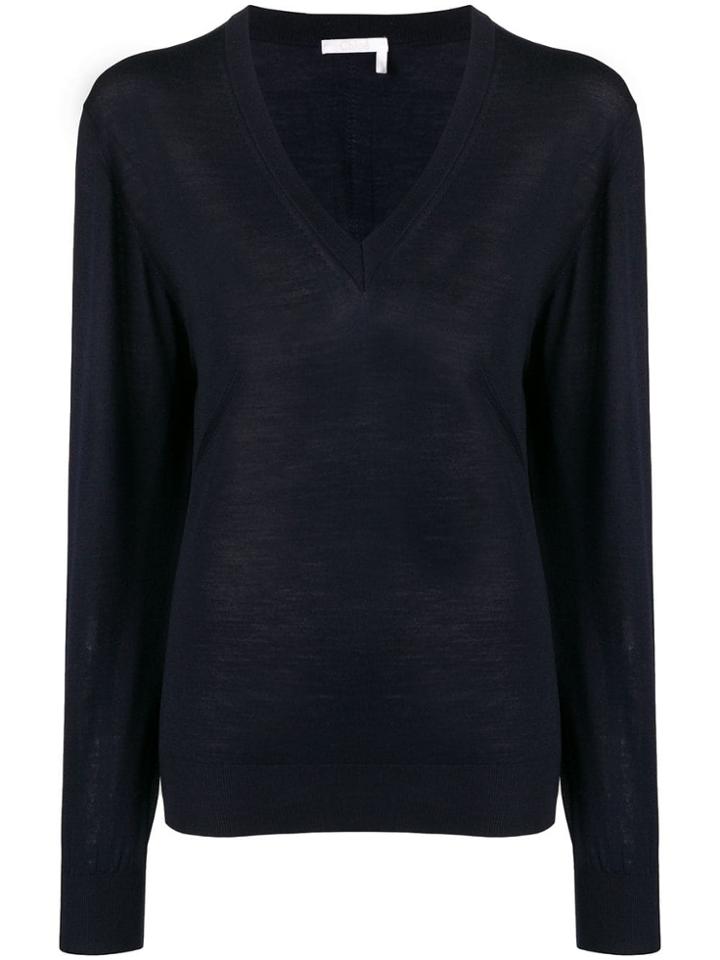 Chloé Long-sleeve Fitted Sweater - Blue