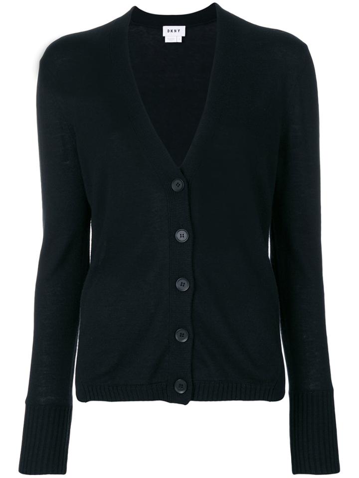 Dkny Button-down Fitted Cardigan - Black