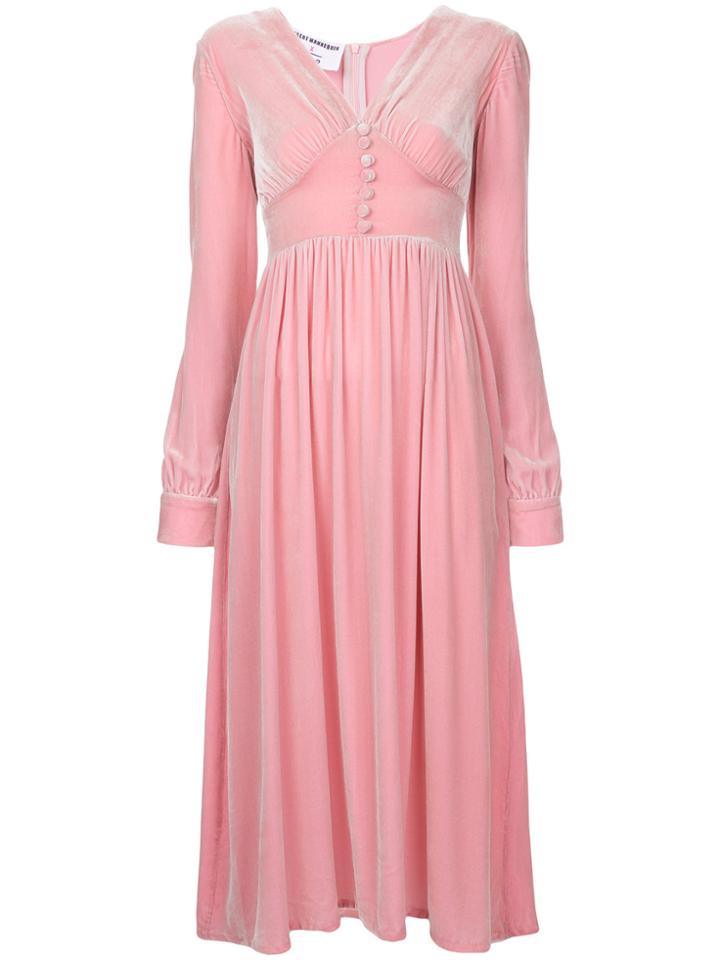 N Duo Ruched Velvet Dress - Pink & Purple