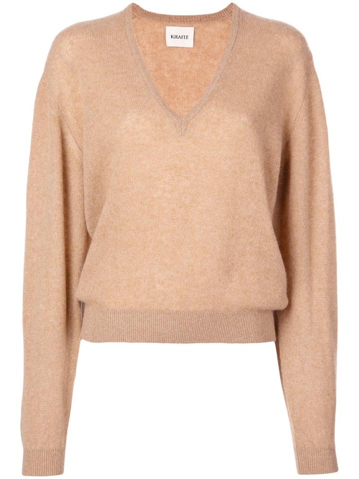 Khaite Cashmere V-neck Sweater - Brown