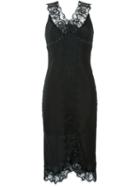 Twin-set Lace Trim Midi Dress, Women's, Size: M, Black, Silk/polyamide/polyester