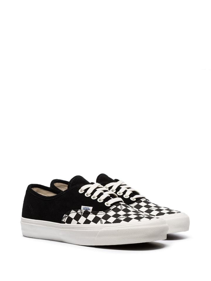 Vans Black Og Authentic Check Print Suede Low-top Sneakers
