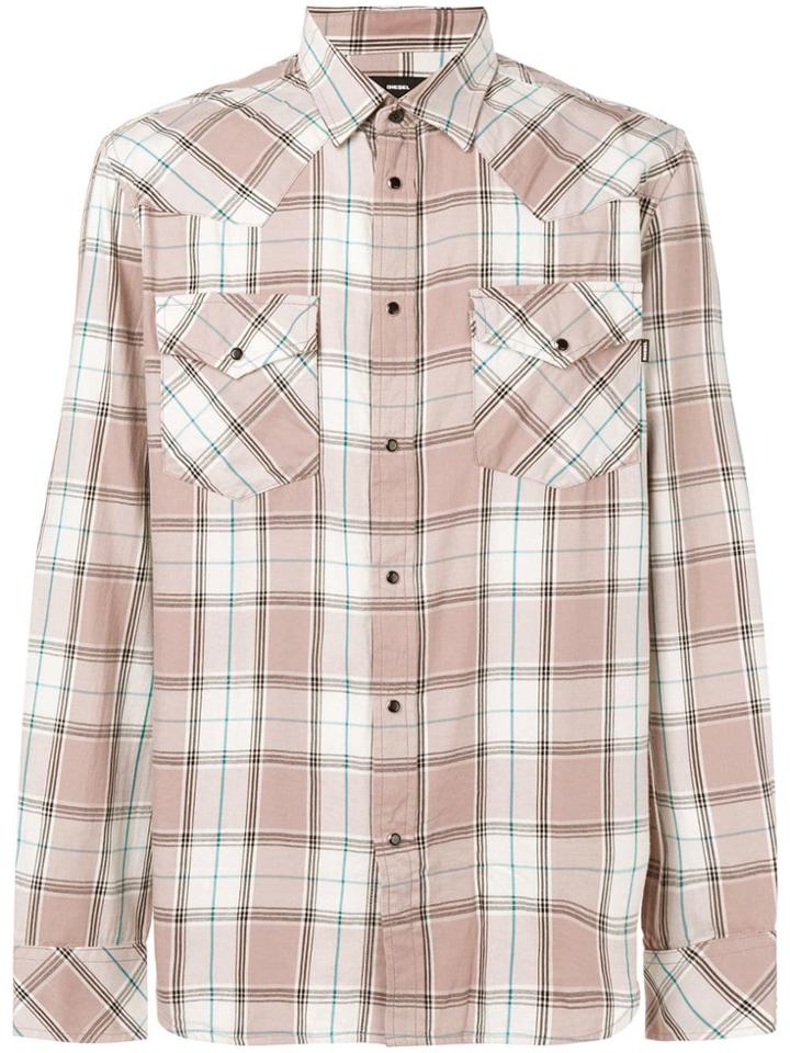 Diesel Plaid Long-sleeve Shirt - Pink