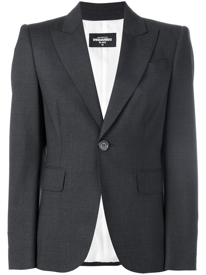 Dsquared2 - Open Collar Blazer - Women - Polyester/spandex/elastane/virgin Wool - 42, Grey, Polyester/spandex/elastane/virgin Wool