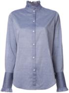 Nili Lotan Pleated Collar Shirt, Women's, Size: Small, Blue, Cotton