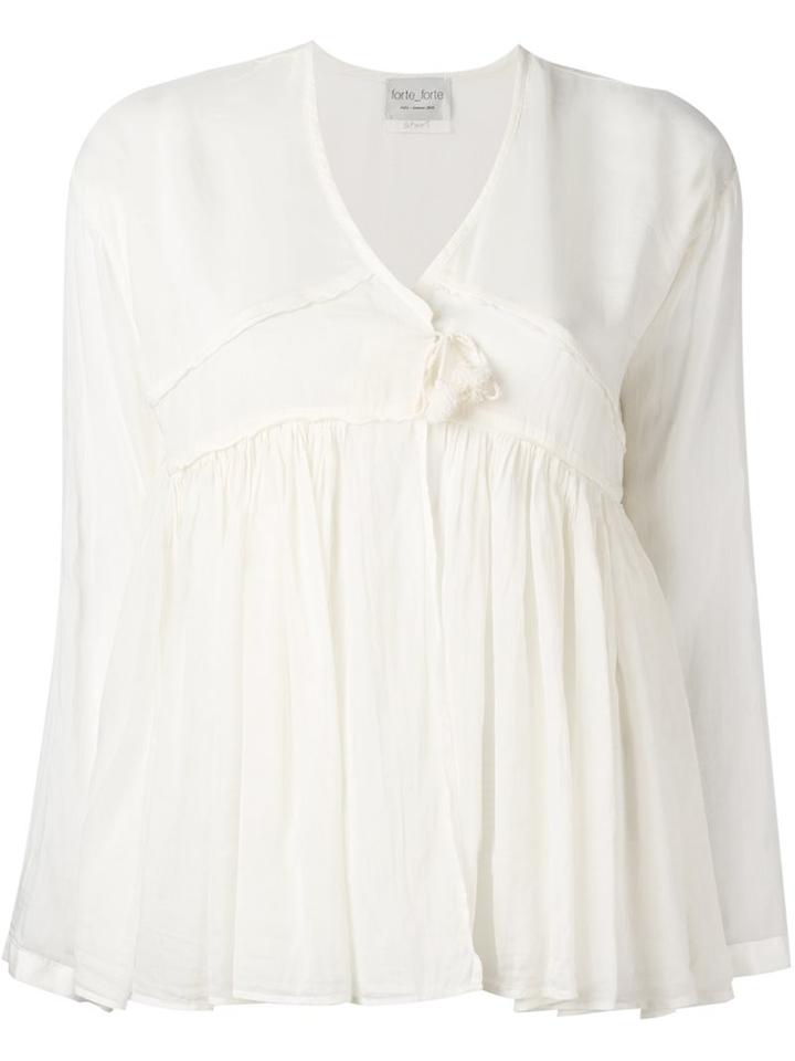 Forte Forte V-neck Blouse, Women's, Size: 0, White, Cotton/silk