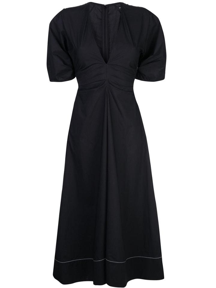 Proenza Schouler L/s Vneck Tie Dress-light Weight Cotton - Black