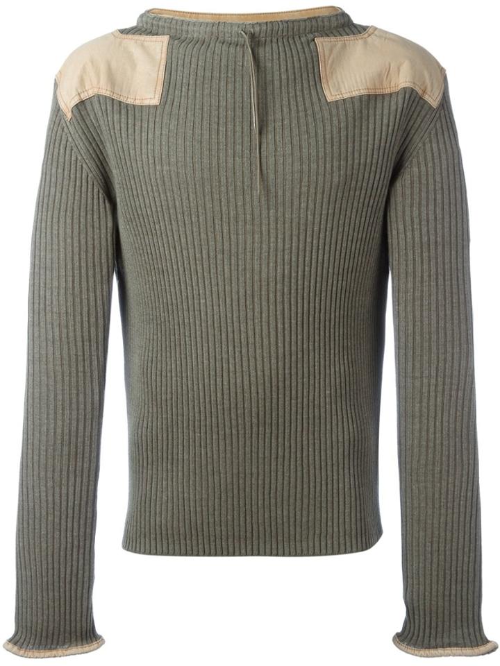 Maison Margiela Ribbed Slash Neck Jumper - Green