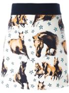 Fausto Puglisi Horse Print Mini Skirt, Women's, Size: 44, Black, Acetate/viscose/silk