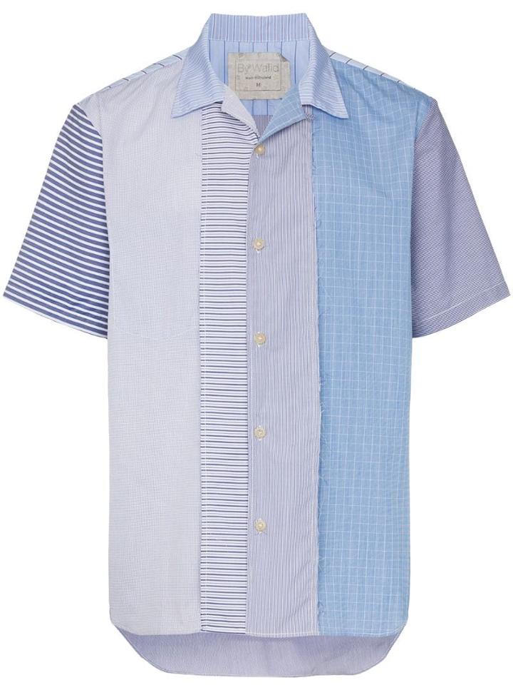 By Walid Sensu Stripe Print Patchwork Shirt - Blue