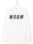 Msgm Kids Logo Printed Top - White