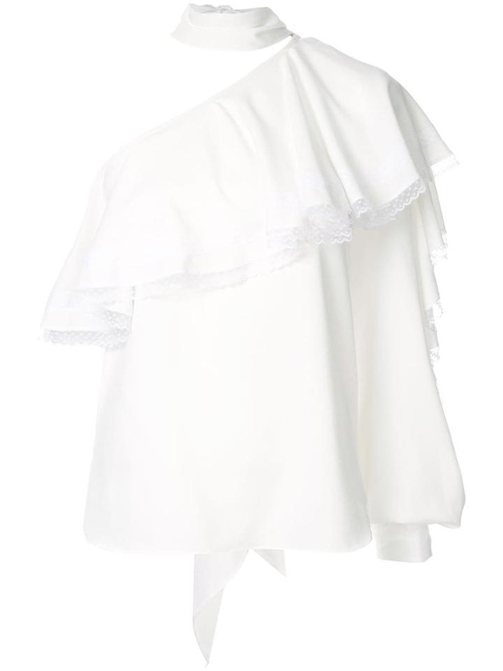 Ingie Paris Ruffled One-shoulder Blouse - White