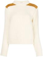 Saint Laurent Ribbed Mock Neck Sweater - White