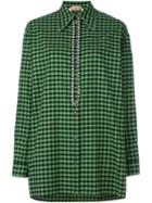 No21 Checked Embellished Blouse, Women's, Size: 40, Green, Cotton/metal/glass