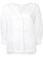 Cityshop - Placket Blouse - Women - Linen/flax - One Size, White, Linen/flax