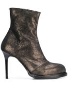 Ann Demeulemeester Burnished Metallic Ankle Boots - Black