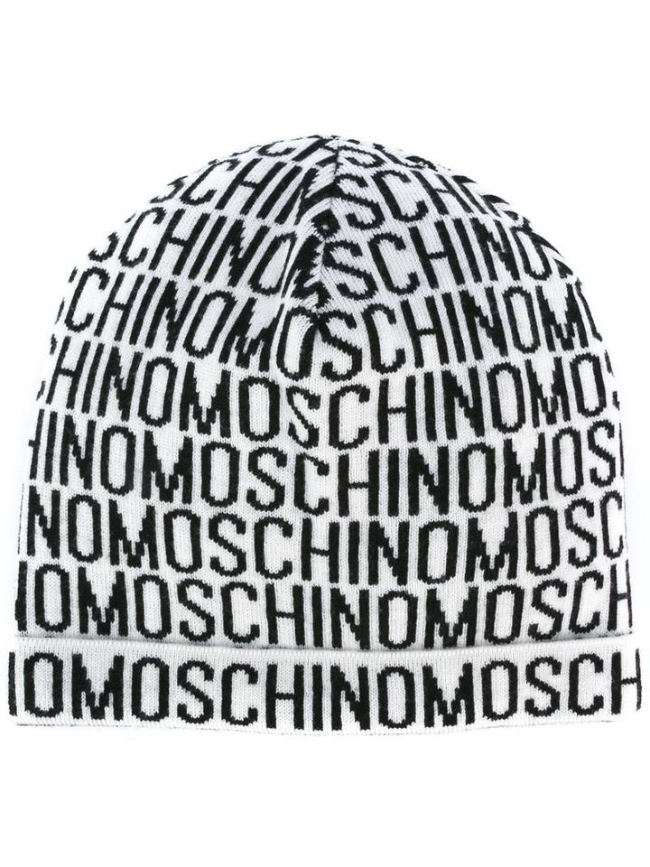 Moschino Logo Beanie, Men's, Black, Wool