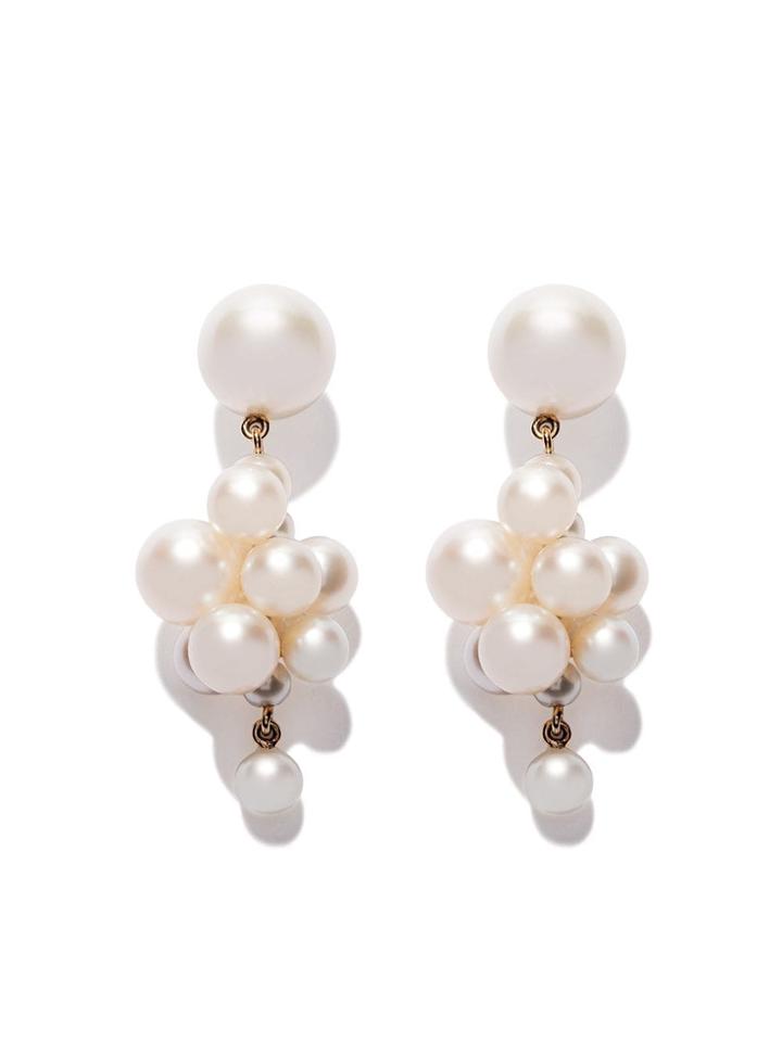 Sophie Bille Brahe 18kt Yellow Gold Botticelli Pearl Earrings